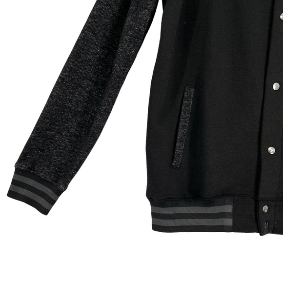 MARVEL Men's Varsity Jacket The Punisher Snap Button Skull Black Gray Size L - Picture 5 of 7